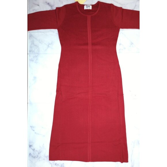Vtg Linea Louis Dell Olio Womens Size Small Red Long Stretch Pullover Dress - Picture 8 of 10